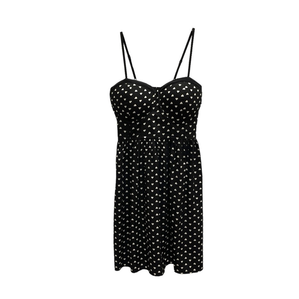 Jolie Pin up mini fit and flare mini dress size M black & white printed hearts